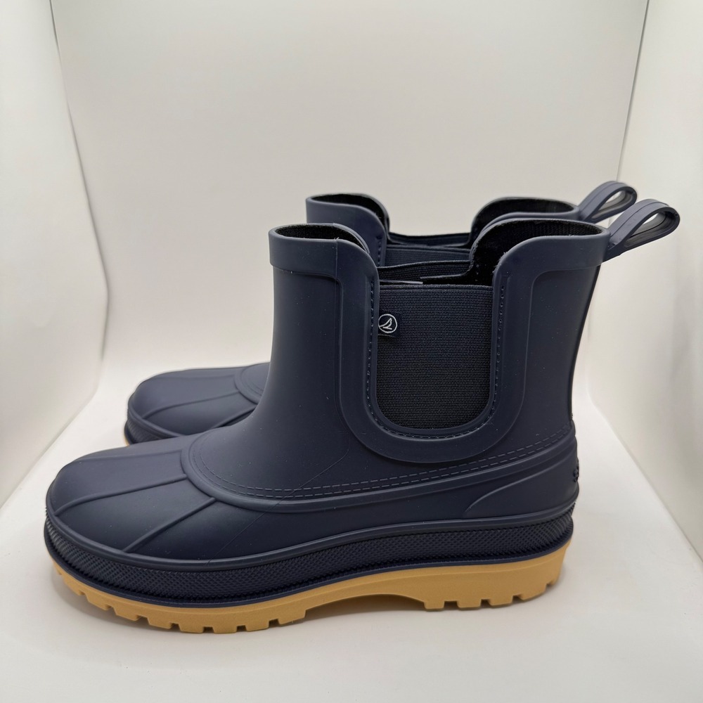Sperry Navy Blue Rubber Rain Boots Boys Size 6 Waterproof Chelsea STK29130